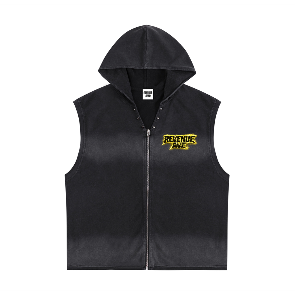 Vintage Washed Zip-Up Hooded Tank Top