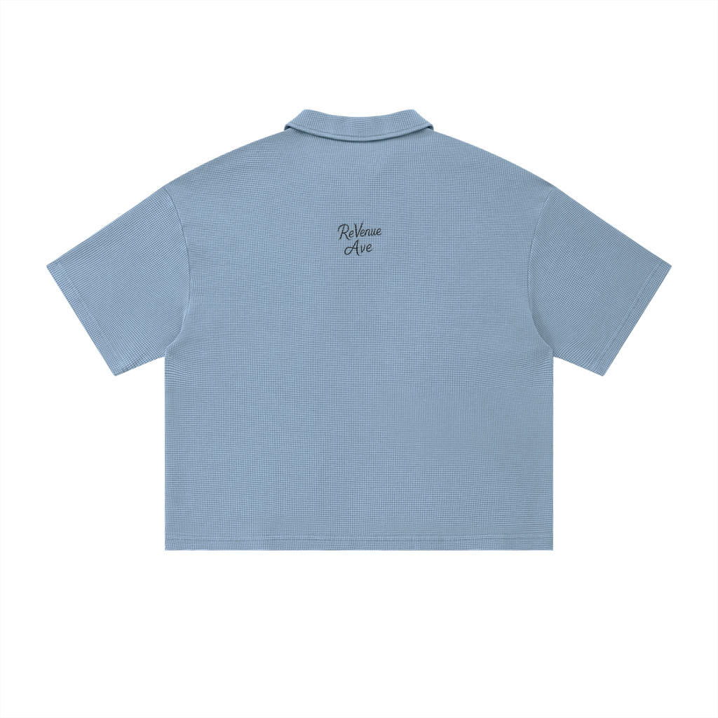 Unisex Vintage Wash Waffle Boxy Polo Shirt