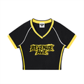 Revenue Ave Contrast Trim V-Neck Crop T-Shirt