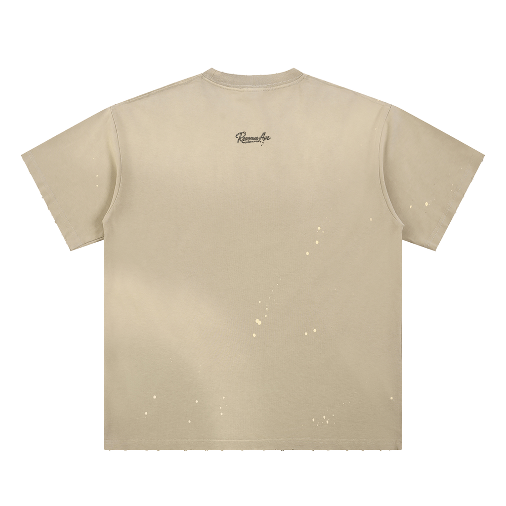 Revenue Ave Hand-Frayed Sunfade Paint Splatter T-Shirt