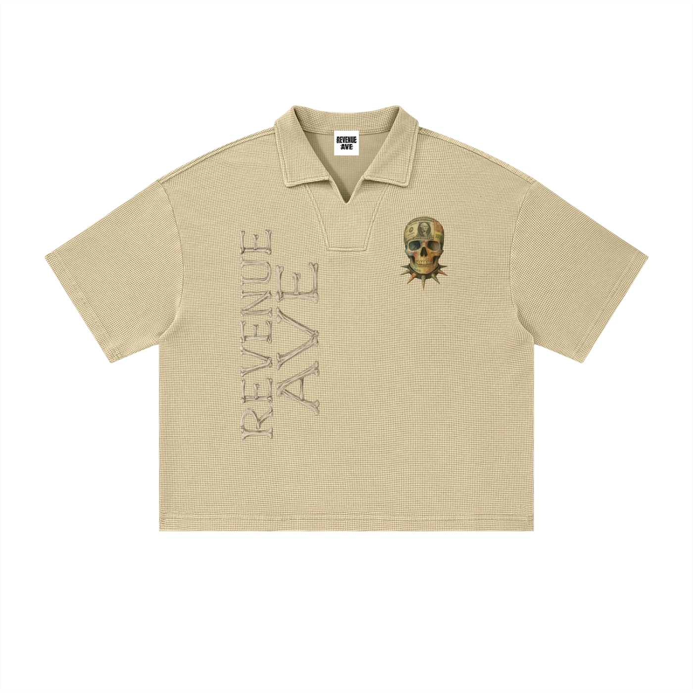 Unisex Vintage Wash Waffle Boxy Polo Shirt