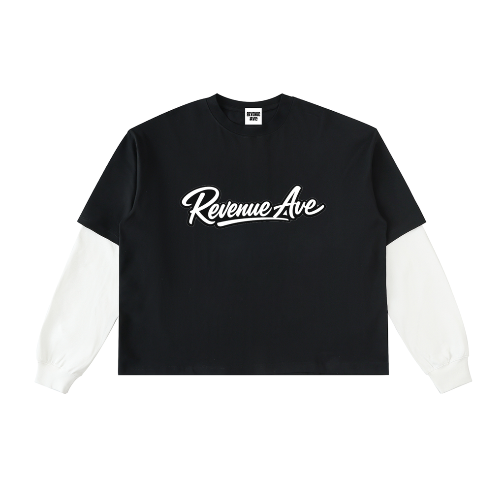 Revenue Ave Layered Contrast Sleeve Cotton T-Shirt