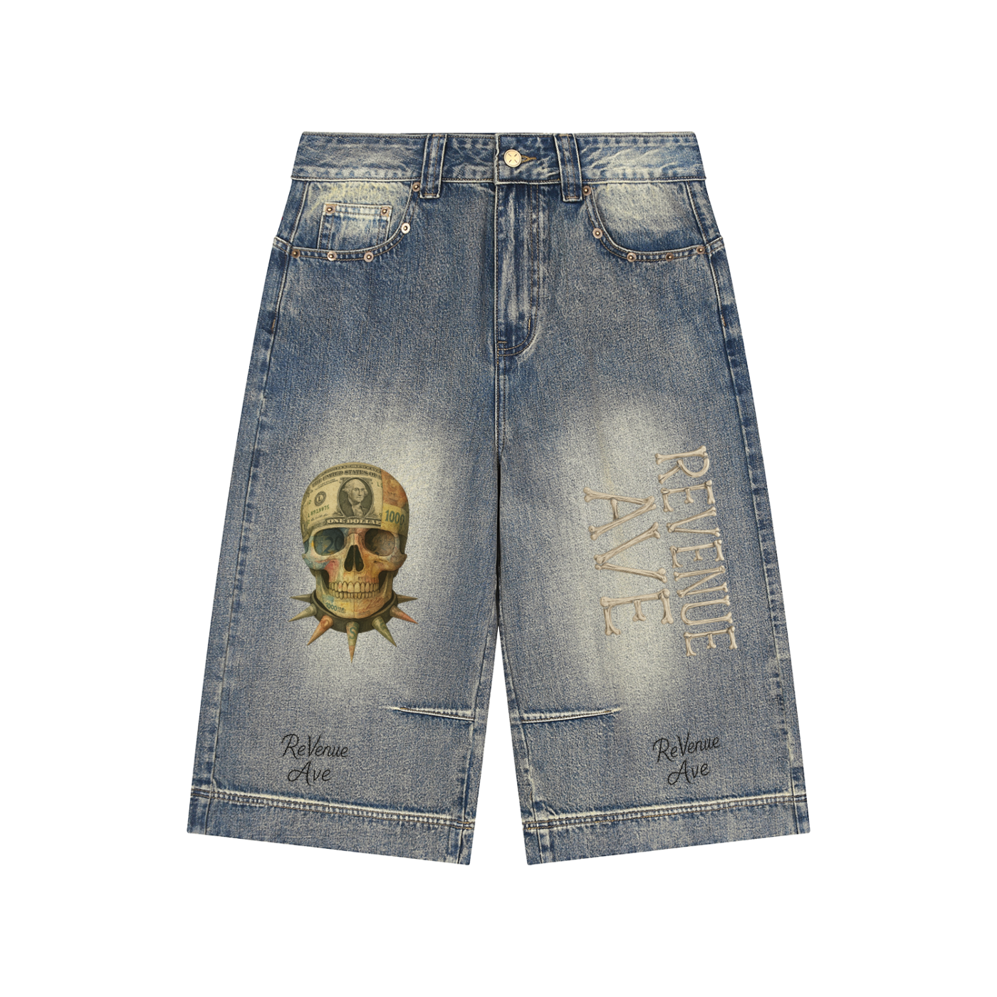 Revenue Ave Vintage Wash Baggy Denim Shorts