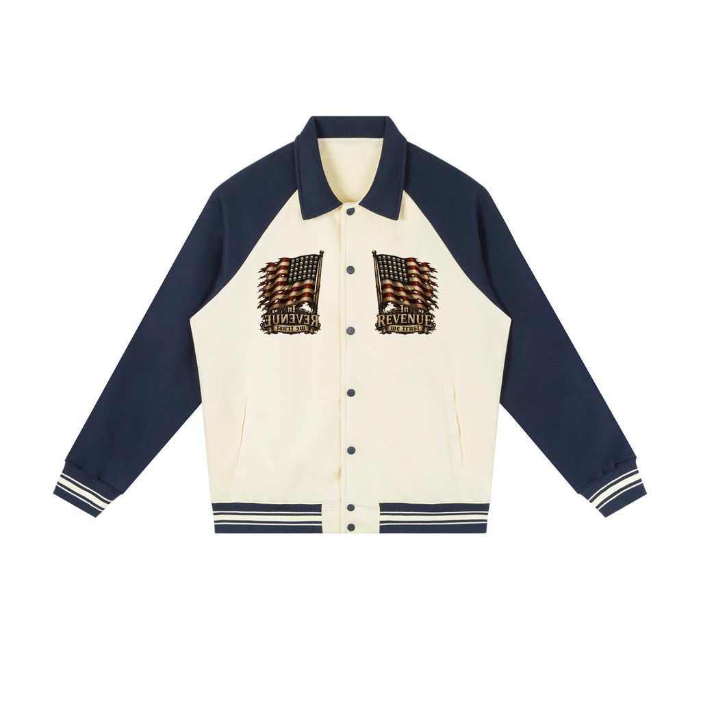 Revenue Ave Contrast Raglan Sleeve Baseball Jacket