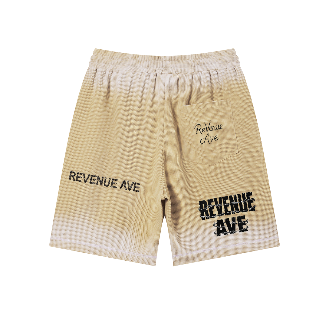 Revenue Ave Unisex Sunfade Waffle Raw Hem Shorts
