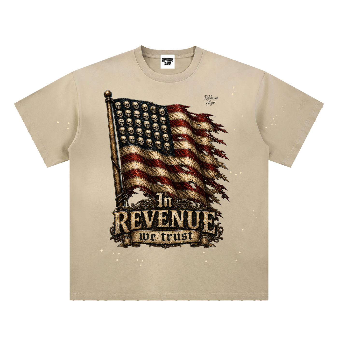 Revenue Ave Hand-Frayed Sunfade Paint Splatter T-Shirt