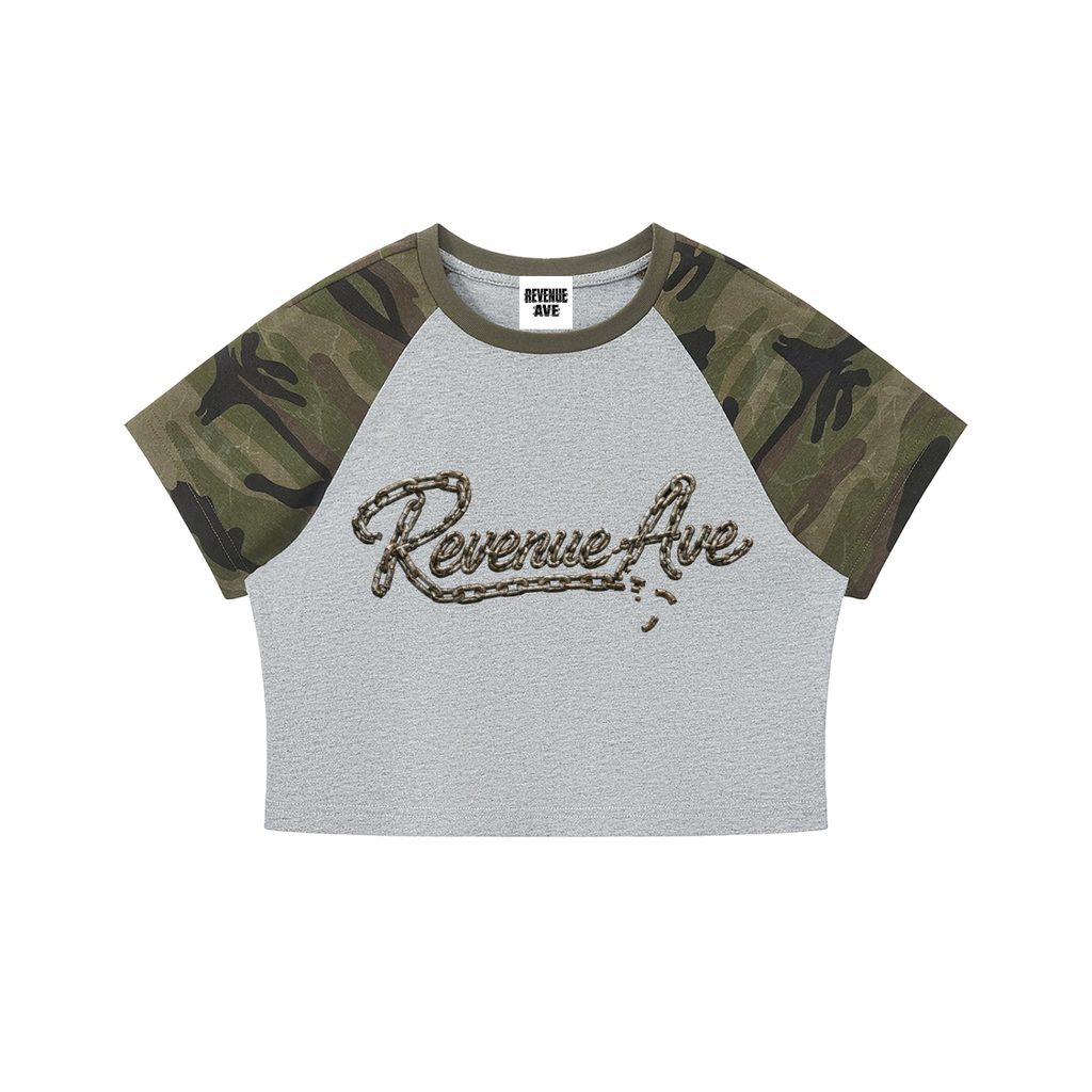 Women’s Camo Raglan Crop T-Shirt