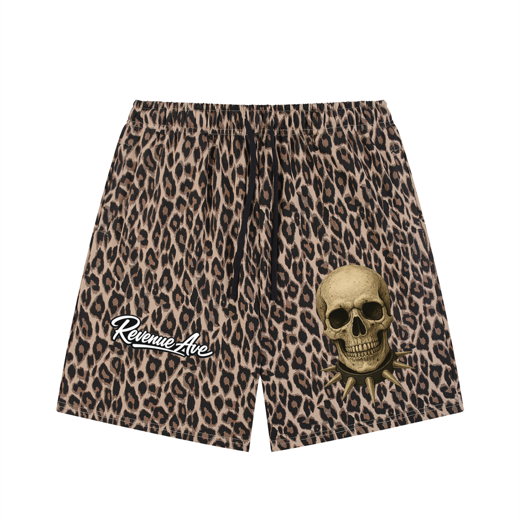 Revenue Ave Unisex Heavyweight Leopard Drawstring Shorts