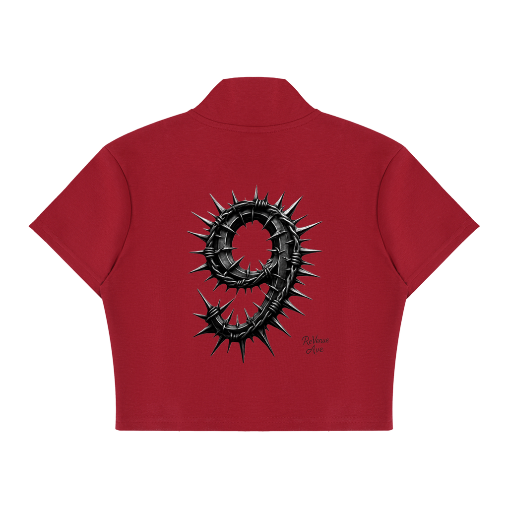 Revenue Ave Women's Cropped Full Zip Short Sleeve T-Shirt
