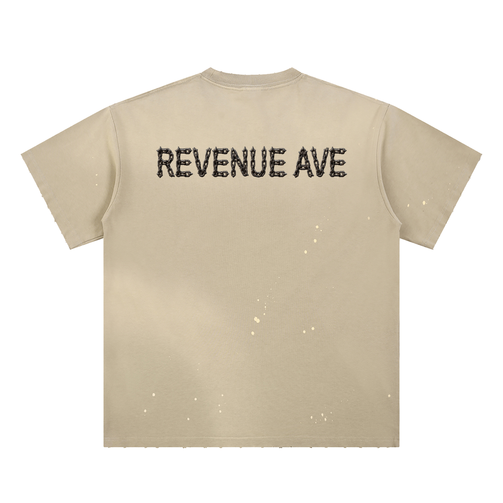Revenue Ave Hand-Frayed Sunfade Paint Splatter T-Shirt