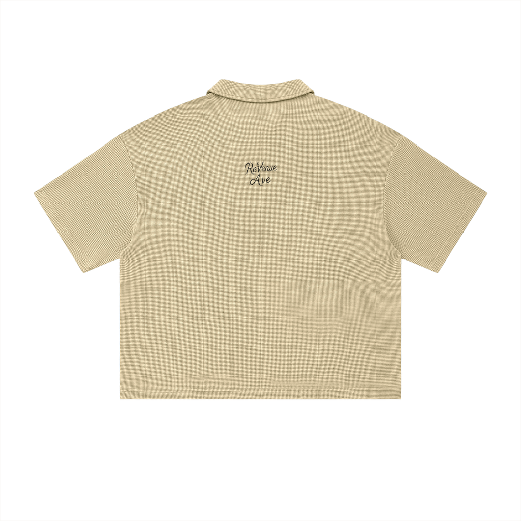 Unisex Vintage Wash Waffle Boxy Polo Shirt