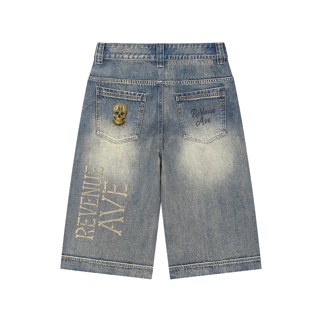 Revenue Ave Vintage Wash Baggy Denim Shorts